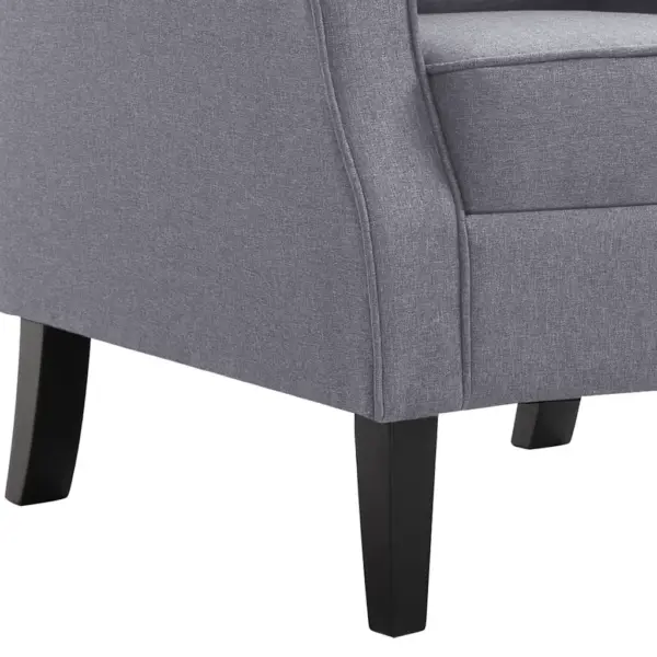 Tumehall kangast tugitool tammepuidust jalgade ja padjaga, 68 x 73 x 101 cm – 7