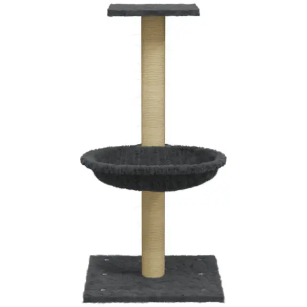Kassimaja kraapimispuu ja lamamispesaga, sisalpostiga, tumehall, 74 cm – 4