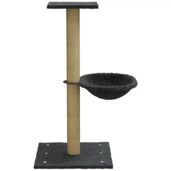 Kassimaja kraapimispuu ja lamamispesaga, sisalpostiga, tumehall, 74 cm – 5