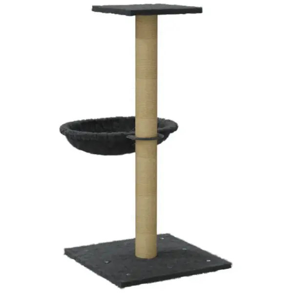 Kassimaja kraapimispuu ja lamamispesaga, sisalpostiga, tumehall, 74 cm – 6