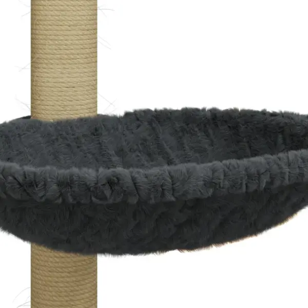 Kassimaja kraapimispuu ja lamamispesaga, sisalpostiga, tumehall, 74 cm – 8