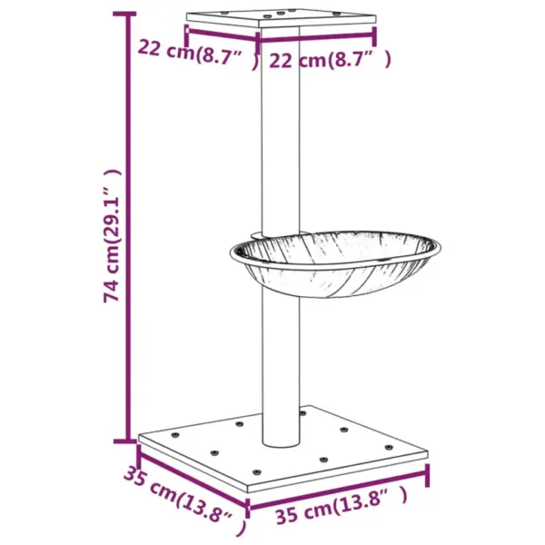 Kassimaja kraapimispuu ja lamamispesaga, sisalpostiga, tumehall, 74 cm – 9