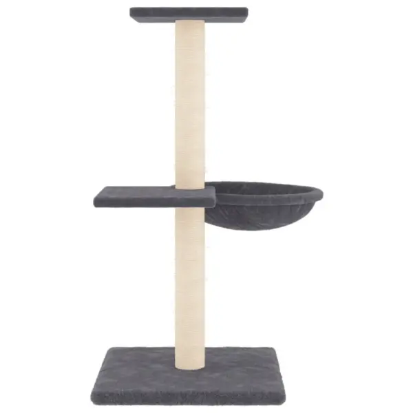 Mitmetasandiline kassipuu sisalpostidega, tumehall, 72 cm – 4