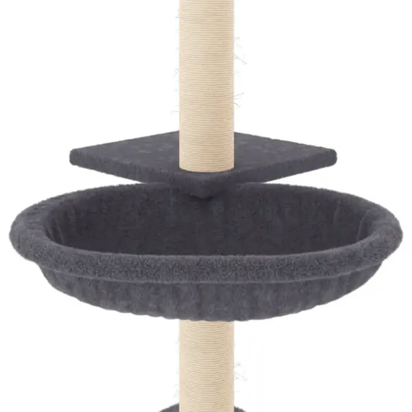 Mitmetasandiline kassipuu sisalpostidega, tumehall, 72 cm – 6