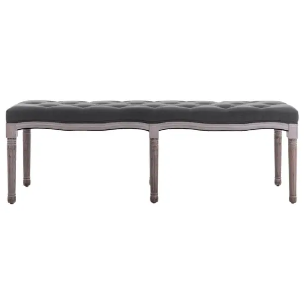 Tumehall linane polsterdatud pink täispuidust raamiga, 150 x 40 x 48 cm – 2