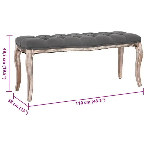 Tumehall polsterdatud pink täispuidust raamiga, 110 x 38 x 48 cm – 6