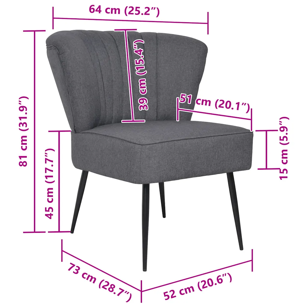 Tumehall retro stiilis kokteilitool, polüestrist kangas, puidust raam ja terasest jalad, 64 x 73 x 81 cm