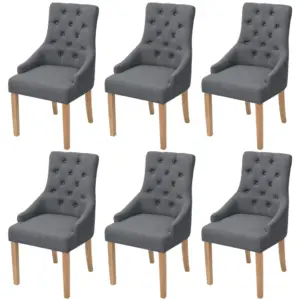 Polsterdatud käetugedega söögitoolid, 6 tk, tumehall kangas, tammepuidust jalad, 52 x 60 x 95,5 cm