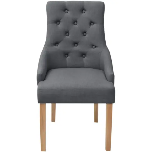 Polsterdatud käetugedega söögitoolid, 6 tk, tumehall kangas, tammepuidust jalad, 52 x 60 x 95,5 cm – 3