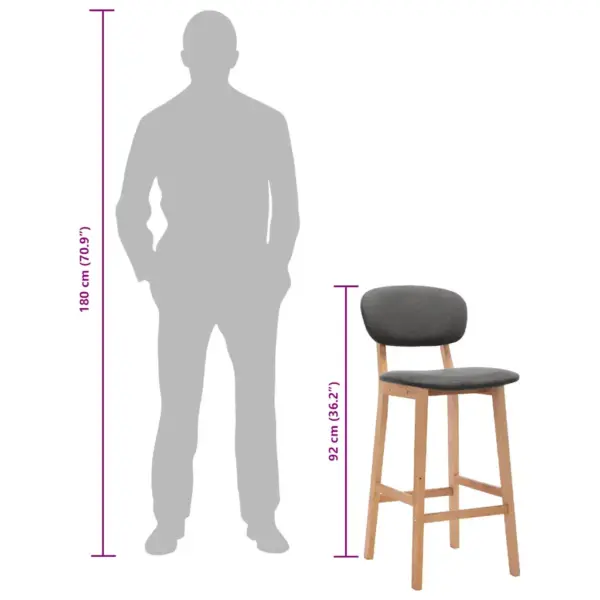 Tumehallid kangast baaripukid seljatoe ja jalatoega, 2 tk, pöökpuust jalad, 45 x 47 x 92 cm – 9
