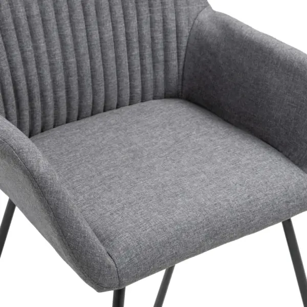 Käetugedega söögitoolid 2 tk, tumehall kangas, metalljalgadega – 6