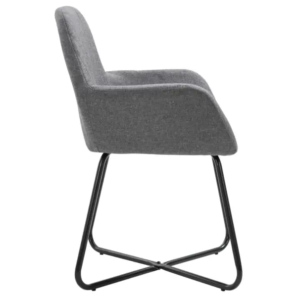 Tumehallid kangast söögitoolid käetugedega, 4 tk, terasjalgadel – 4