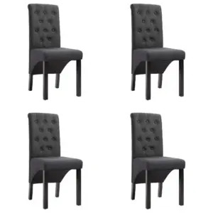 Polsterdatud söögitoolid 4 tk, tumehall kangas, kummipuust raam, 42 x 57 x 95 cm