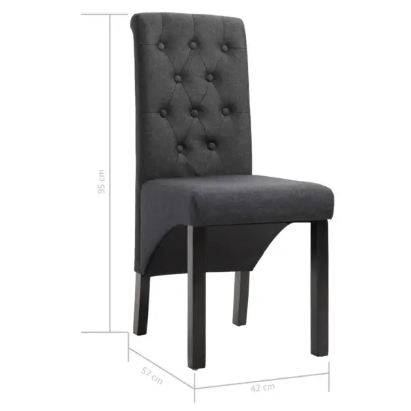 Polsterdatud söögitoolid 4 tk, tumehall kangas, kummipuust raam, 42 x 57 x 95 cm – 8