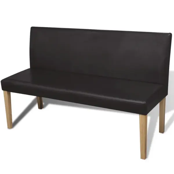 Tumepruun kunstnahast pink seljatoega, männipuidust raam, 139,5 cm – 2