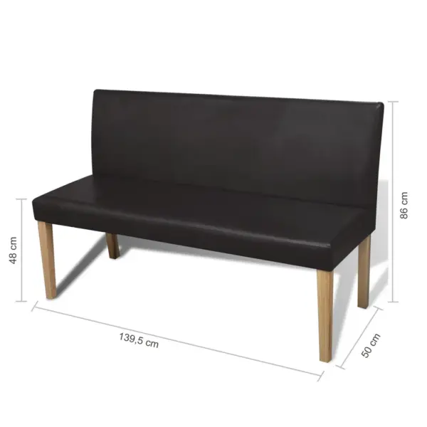 Tumepruun kunstnahast pink seljatoega, männipuidust raam, 139,5 cm – 6