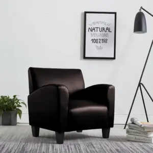 Tumepruun kunstnahast tugitool, 70 x 69 x 72 cm