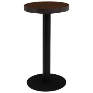 Tumepruun ümmargune bistroolaud MDF-plaadiga, must terasjalg, 40 x 75 cm