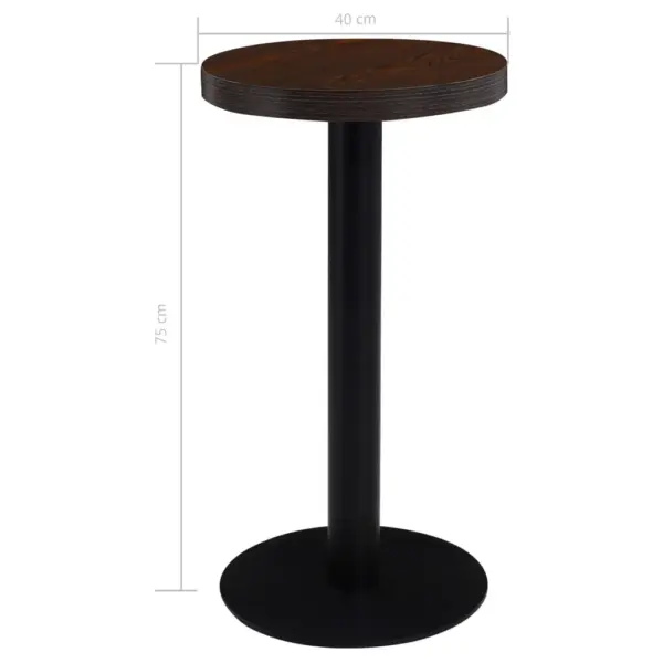 Tumepruun ümmargune bistroolaud MDF-plaadiga, must terasjalg, 40 x 75 cm – 5
