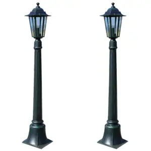 Tumerohelised aiaposti valgustid, 2 tk, alumiinium ja klaas, 105 cm