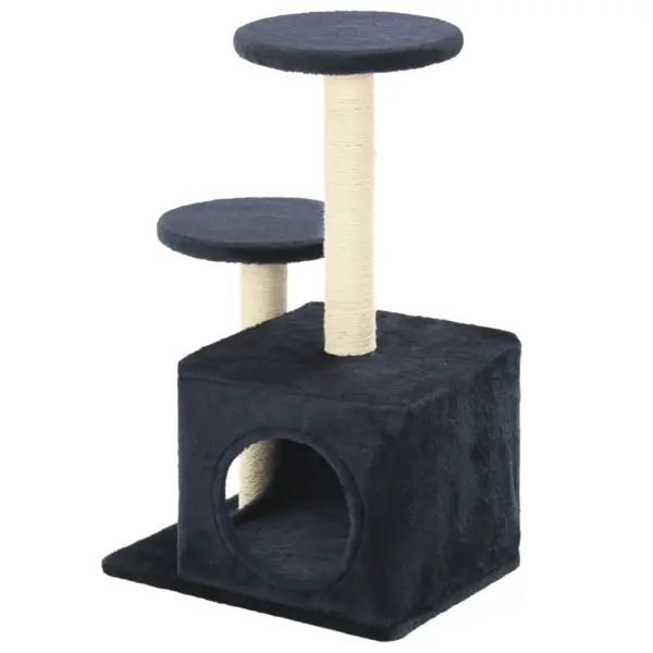 Tumesinine kassimaja sisalköiega kraapimispostidega, 60 cm – 3