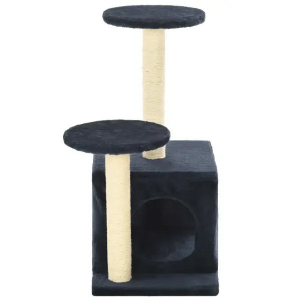 Tumesinine kassimaja sisalköiega kraapimispostidega, 60 cm – 5