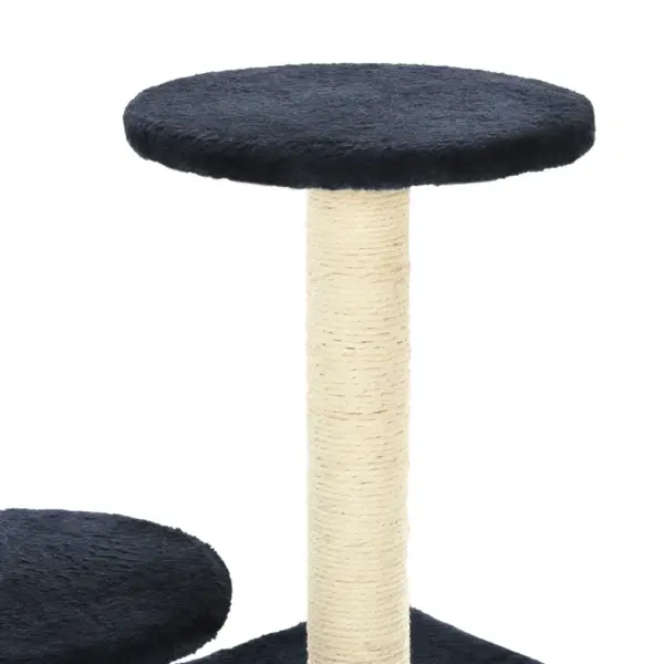 Tumesinine kassimaja sisalköiega kraapimispostidega, 60 cm – 6