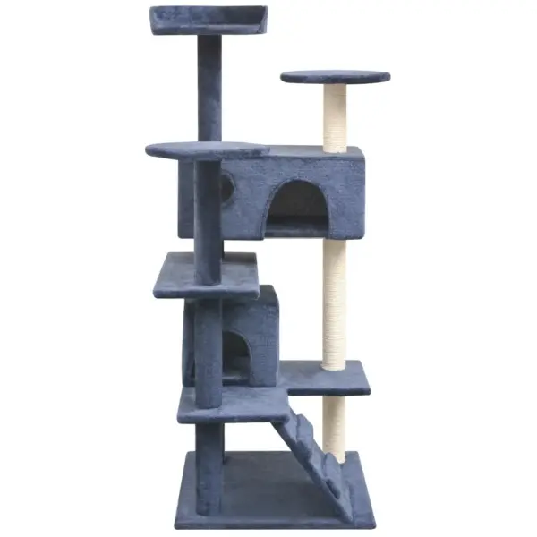 Mitmekorruseline kassimaja sisalköiega kraapimispostidega, tumesinine, 67 x 67 x 125 cm – 2