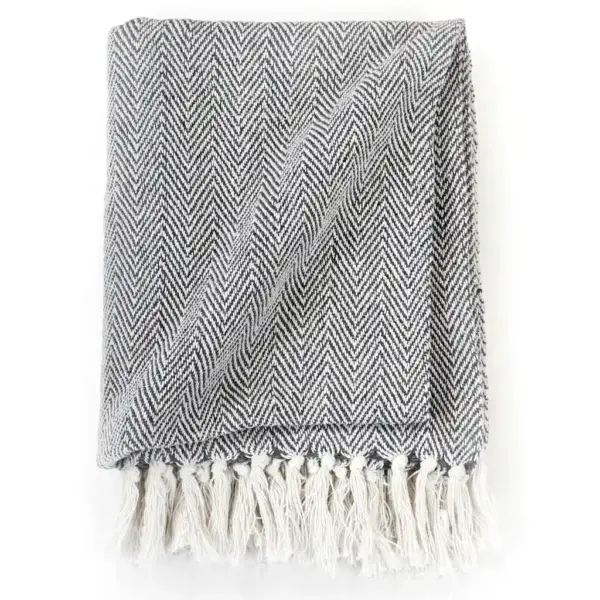 Puuvillane pleed kalasaba mustriga tuttidega, tumesinine, 125 x 150 cm – 3