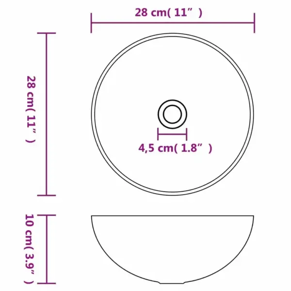 Ümmargune keraamiline kapi peale vannitoavalamu, tumesinine, Ø 28 cm – 6