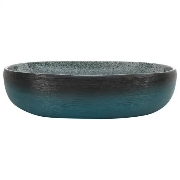 Tööpinnale paigaldatav ovaalne keraamiline valamu, türkiissinine, 59 x 40 x 14 cm – 3