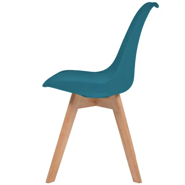 Türkiissinised söögitoolid 2 tk, plastist istmega, täispuidust jalgadega, kunstnahast padjaga, 46 x 51 x 82 cm – 4
