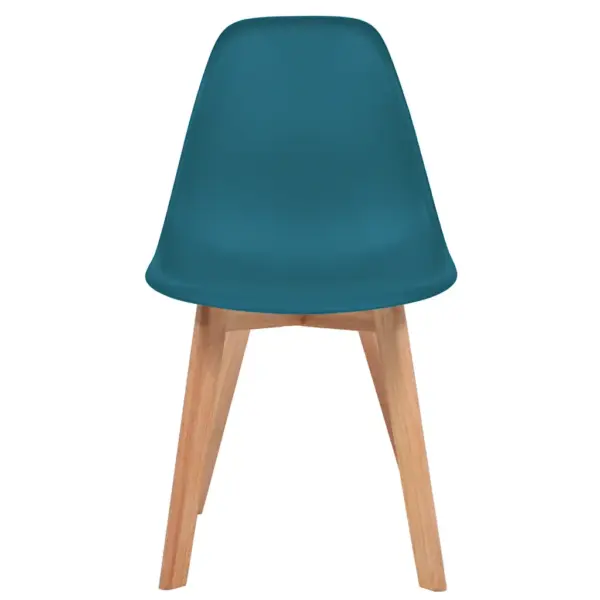 Türkiissinised plastist söögitoolid puidust jalgadega, 6 tk, 46 x 51 x 82 cm – 2