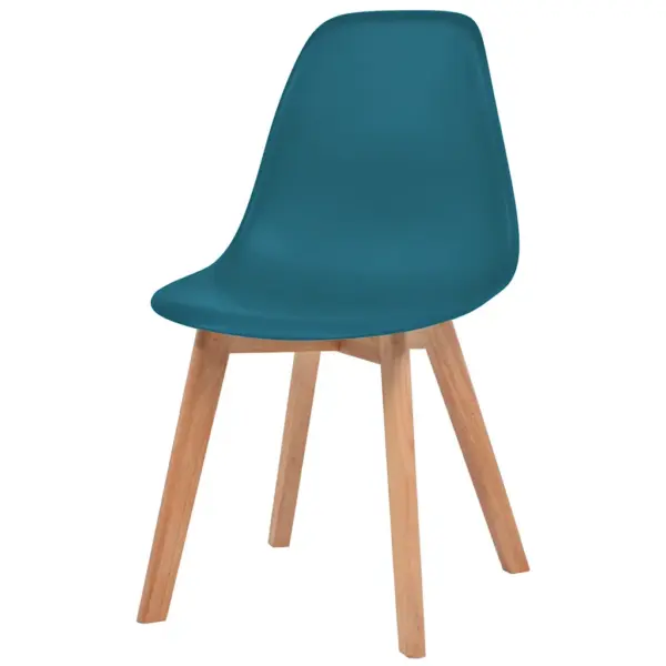 Türkiissinised plastist söögitoolid puidust jalgadega, 6 tk, 46 x 51 x 82 cm – 3