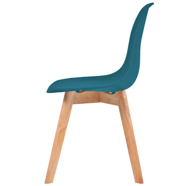 Türkiissinised plastist söögitoolid puidust jalgadega, 6 tk, 46 x 51 x 82 cm – 4