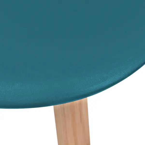 Türkiissinised plastist söögitoolid puidust jalgadega, 6 tk, 46 x 51 x 82 cm – 5