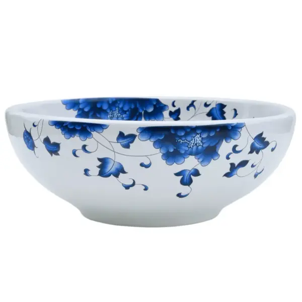 Ümar tööpinnale paigaldatav keraamiline valamu, valge-sinine, 41 x 14 cm – 2