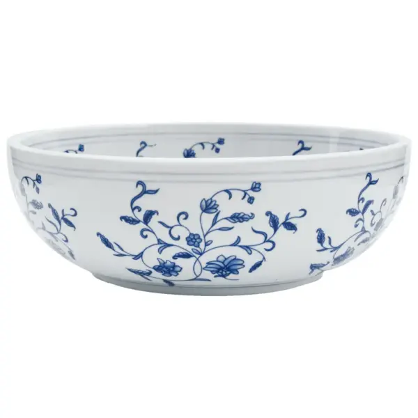 Ümar tööpinnale paigaldatav keraamiline valamu, valge-sinine, 41 x 14 cm – 2