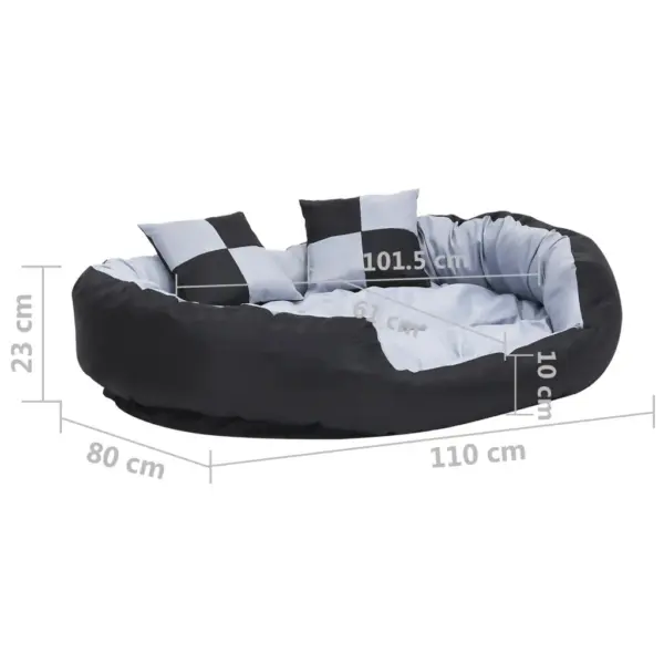 Ümberpööratav pestav koerapadi libisemiskindla põhjaga, hall/must, 2 väikese padjaga, 110 x 80 x 23 cm - 11