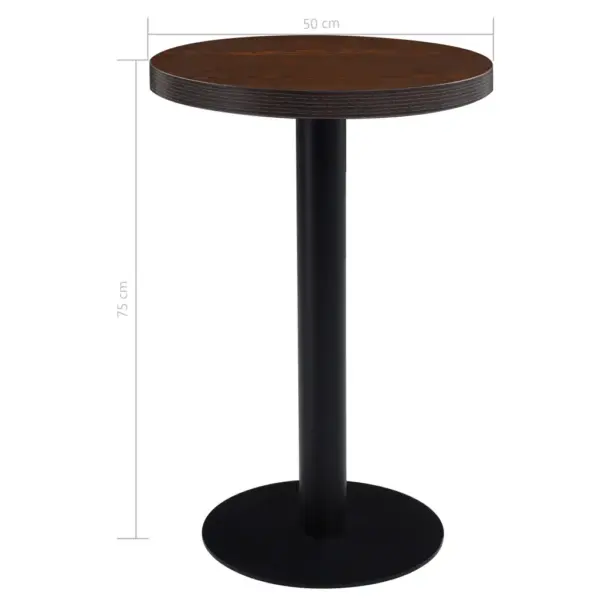 Ümmargune bistroolaud 2-le, tumepruun ja must, MDF ja teras, 50 x 75 cm - 5