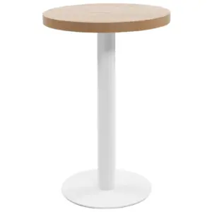 Ümmargune bistroolaud MDF-plaadiga ja terasjalaga, helepruun/valge, 50 x 75 cm