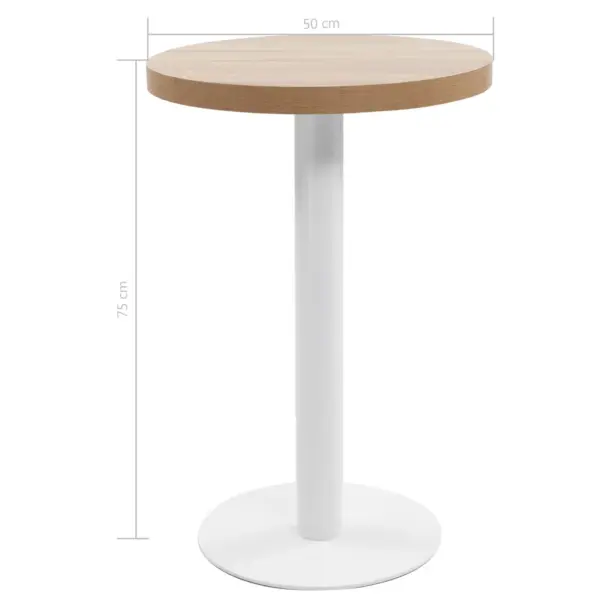 Ümmargune bistroolaud MDF-plaadiga ja terasjalaga, helepruun/valge, 50 x 75 cm – 5