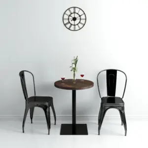 Ümmargune bistroolaud MDF-plaadiga ja terasjalaga, hallikaspruun, 60 x 75 cm