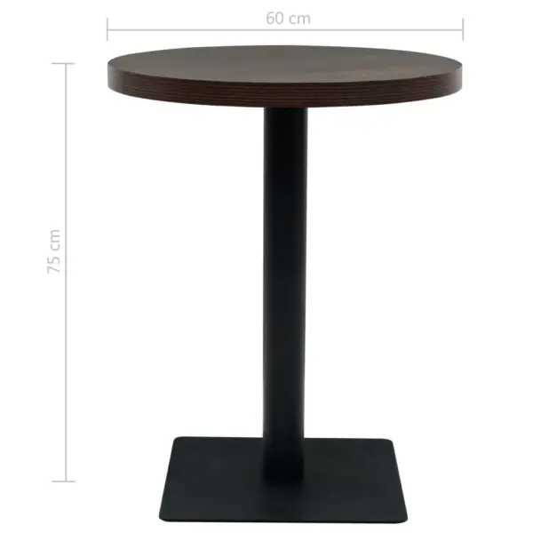 Ümmargune bistroolaud MDF-plaadiga ja terasjalaga, hallikaspruun, 60 x 75 cm – 6