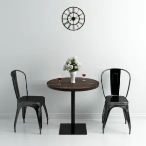 Ümmargune bistroolaud hallikaspruuni MDF-plaadiga ja terasjalaga, 80 x 75 cm