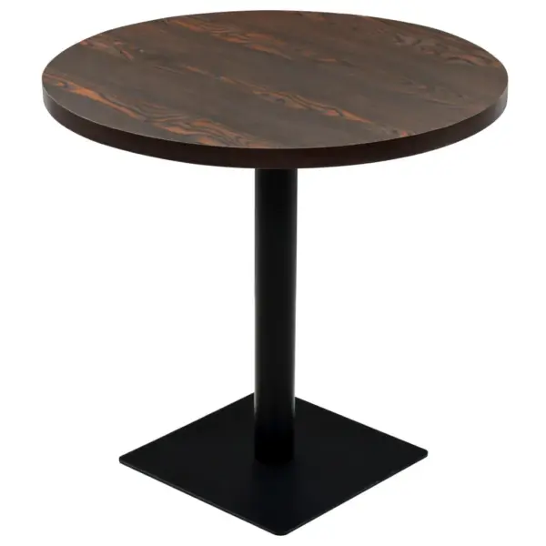 Ümmargune bistroolaud hallikaspruuni MDF-plaadiga ja terasjalaga, 80 x 75 cm - 2
