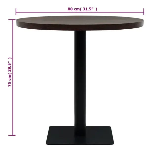 Ümmargune bistroolaud hallikaspruuni MDF-plaadiga ja terasjalaga, 80 x 75 cm - 6