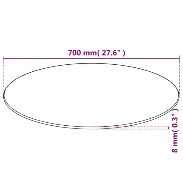 Ümmargune karastatud klaasist lauaplaat, läbipaistev, Ø 70 cm – 5