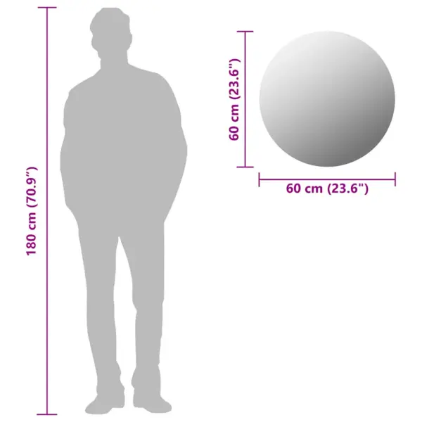 Ümmargune seinapeegel, 60 cm, hõbedane klaas – 8