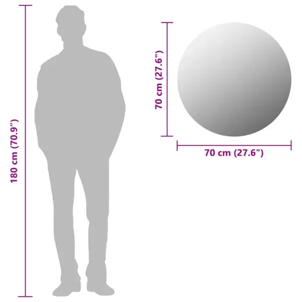Ümmargune seinapeegel 70 cm, klaas, hõbedane – 9